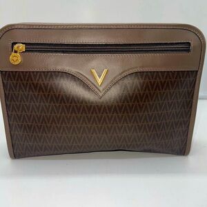 Valentino Clutch Bag V Mark Brown and Gold